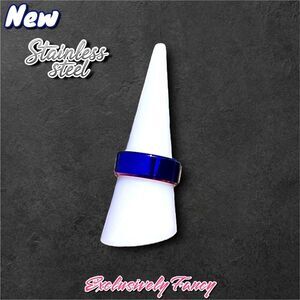New Mens Royal Blue Stainless Steel 316L Wedding Ring Jewelry - Size 7